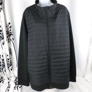 Perry Ellis Zip Front Quilted Black Jacket 2x